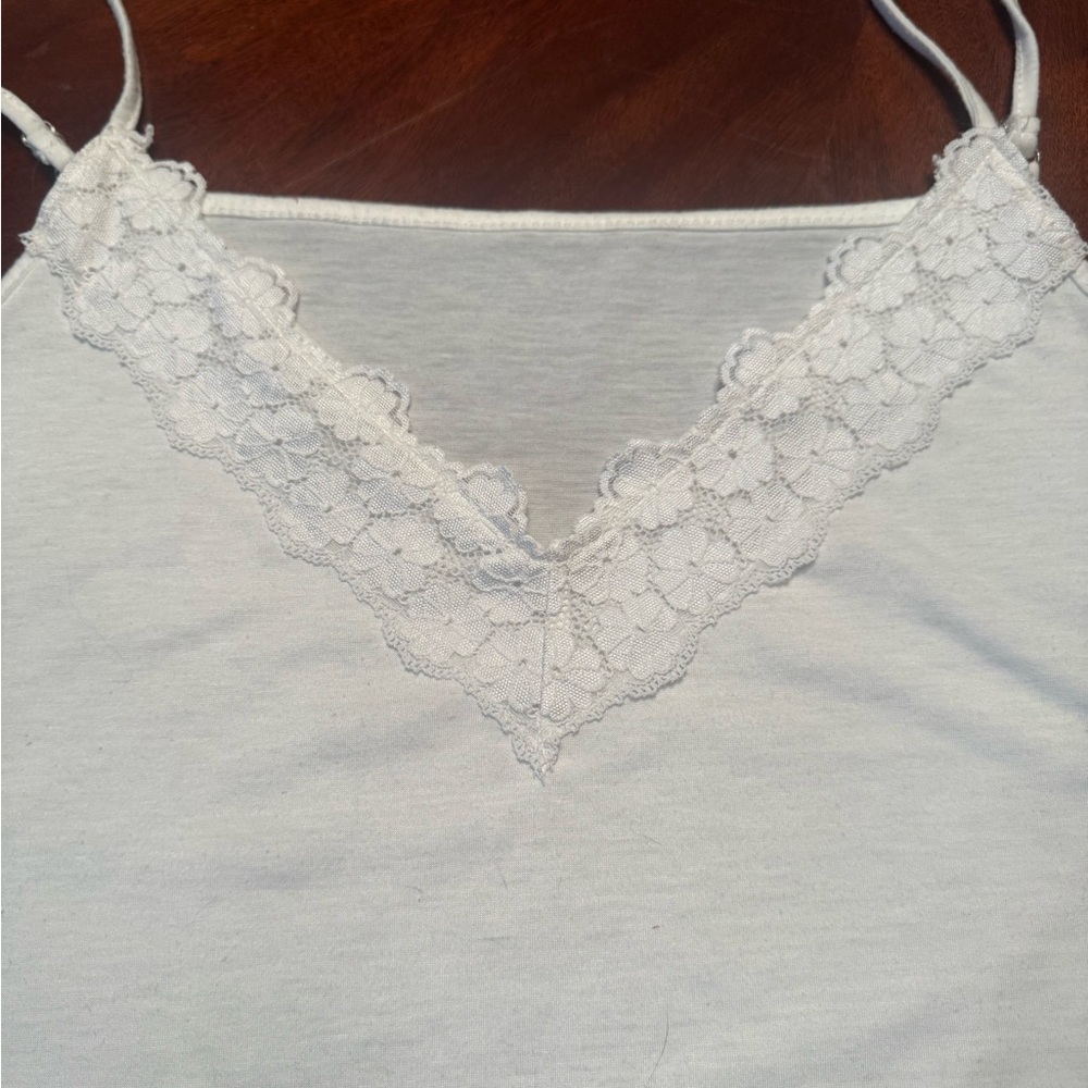 White Lace Trim Cami Top - Picture 2 of 6